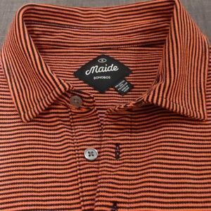 Bonobos Maide Golf orange striped polo size S